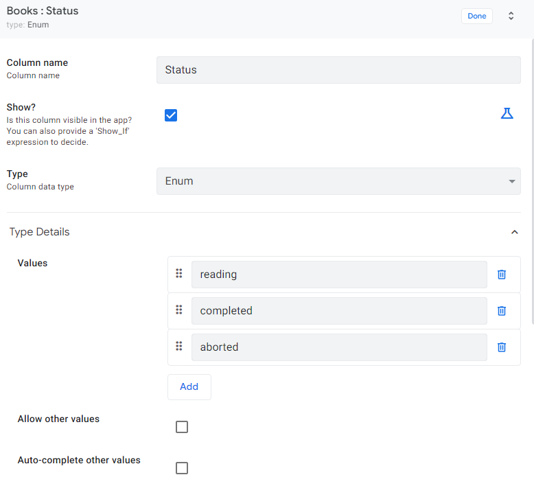 change status to enum